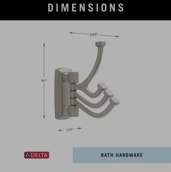 Delta Multi-Purpose Swivel Towel Hook Bath Hardware Accessory in Brushel - Picture 4 of 5